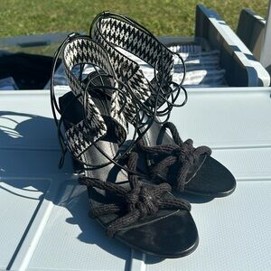Zara black/ cream strappy sandals